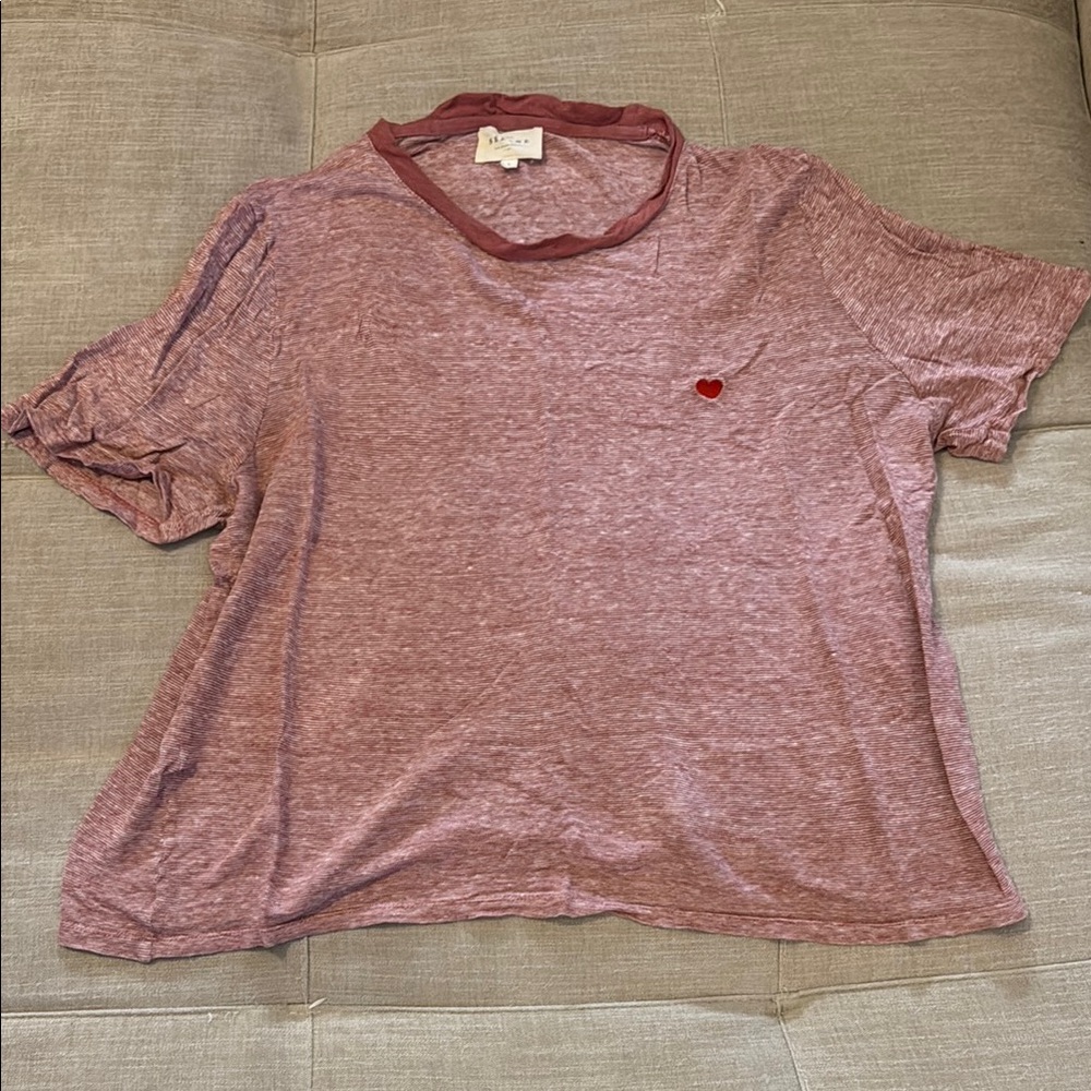 Sezane linen tee with embroidered heart